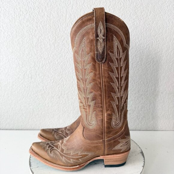 Lane LEXINGTON Womens Cowboy Boots Size 5.5 Brown Western Cowgirl Mid Calf Tall - Picture 4 of 11